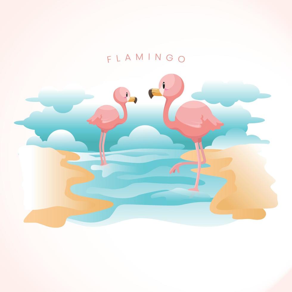 Flamingo on The Beach vector