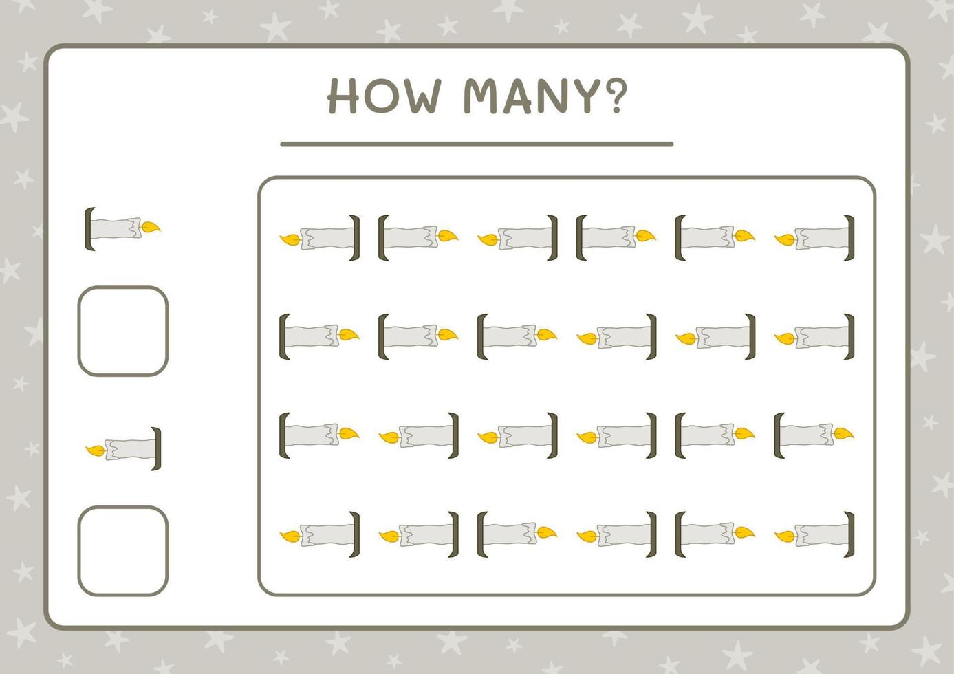 How many Candle, game for children. Vector illustration, printable worksheet