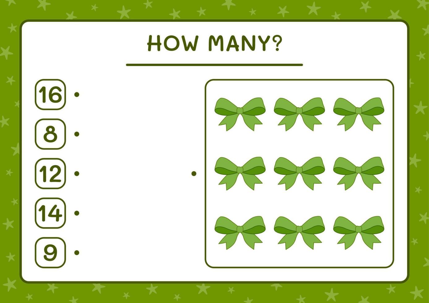 How many ribbon, game for children. Vector illustration, printable worksheet
