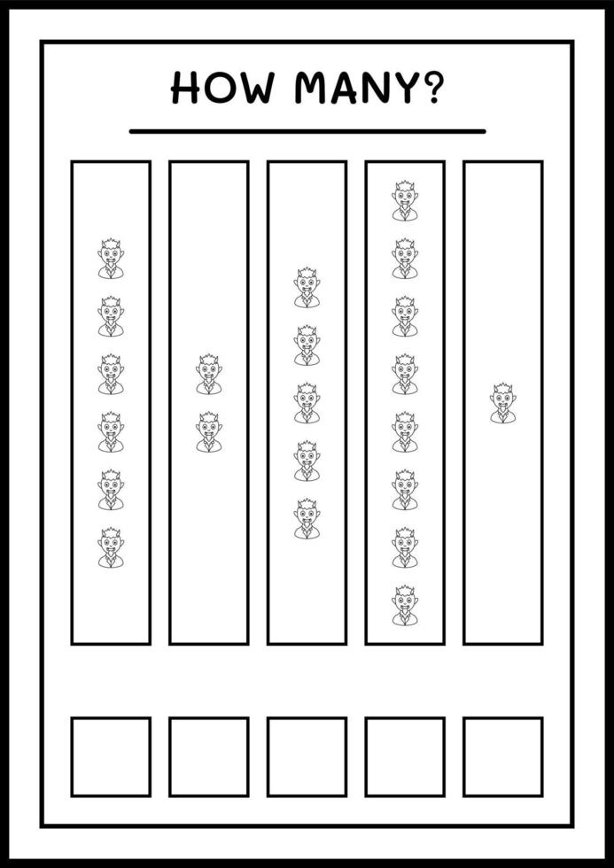 How many Devil, game for children. Vector illustration, printable worksheet