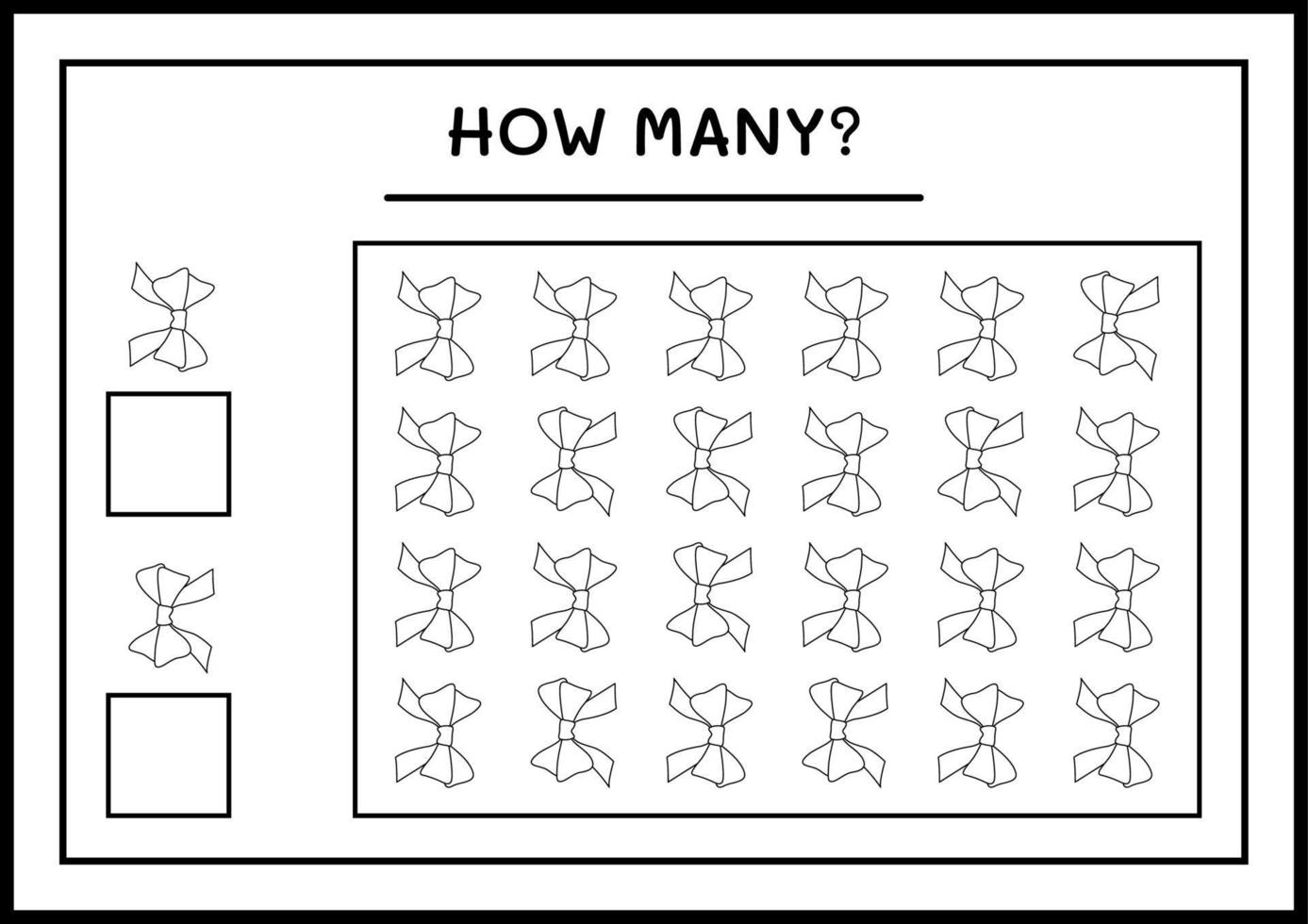 How many ribbon, game for children. Vector illustration, printable worksheet