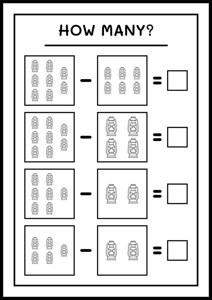 How many christmas lantern, game for children. Vector illustration, printable worksheet