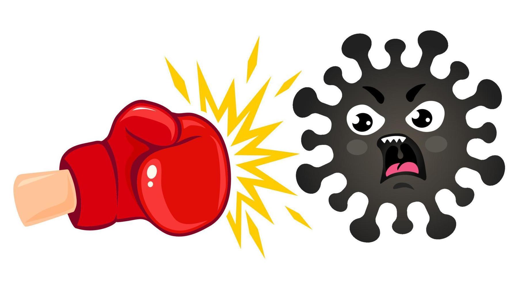 coronavirus vs guante de boxeo vector