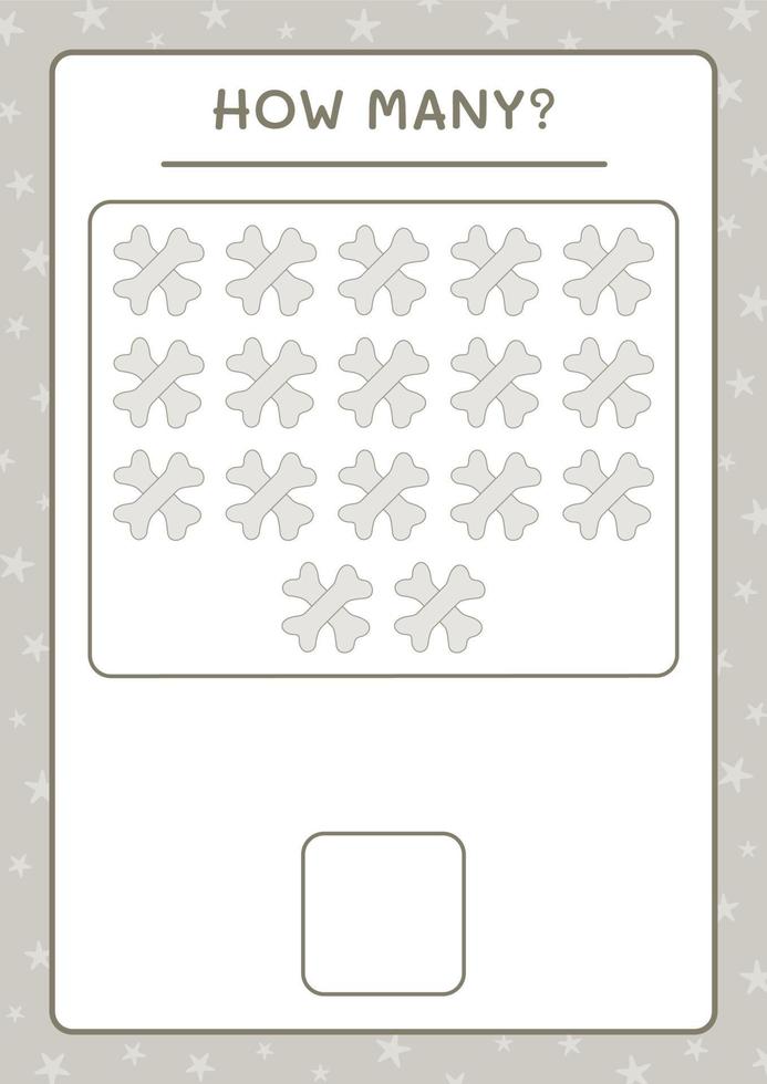 How many Bone, game for children. Vector illustration, printable worksheet