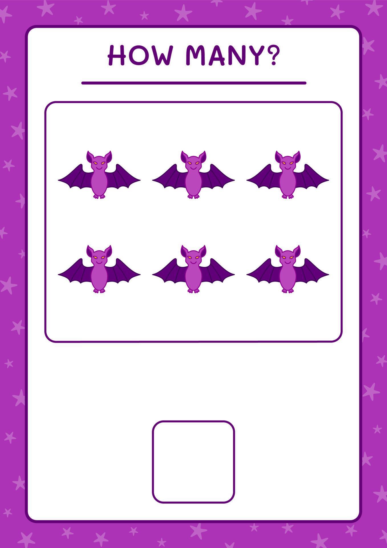 How many Bat, game for children. Vector illustration, printable