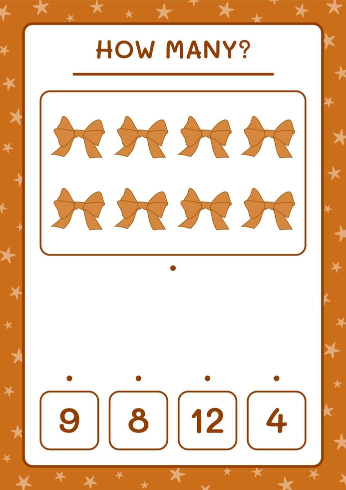 How many ribbon, game for children. Vector illustration, printable worksheet