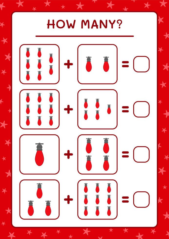 How many christmas light, game for children. Vector illustration, printable worksheet