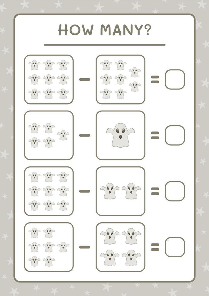 How many Ghost, game for children. Vector illustration, printable worksheet