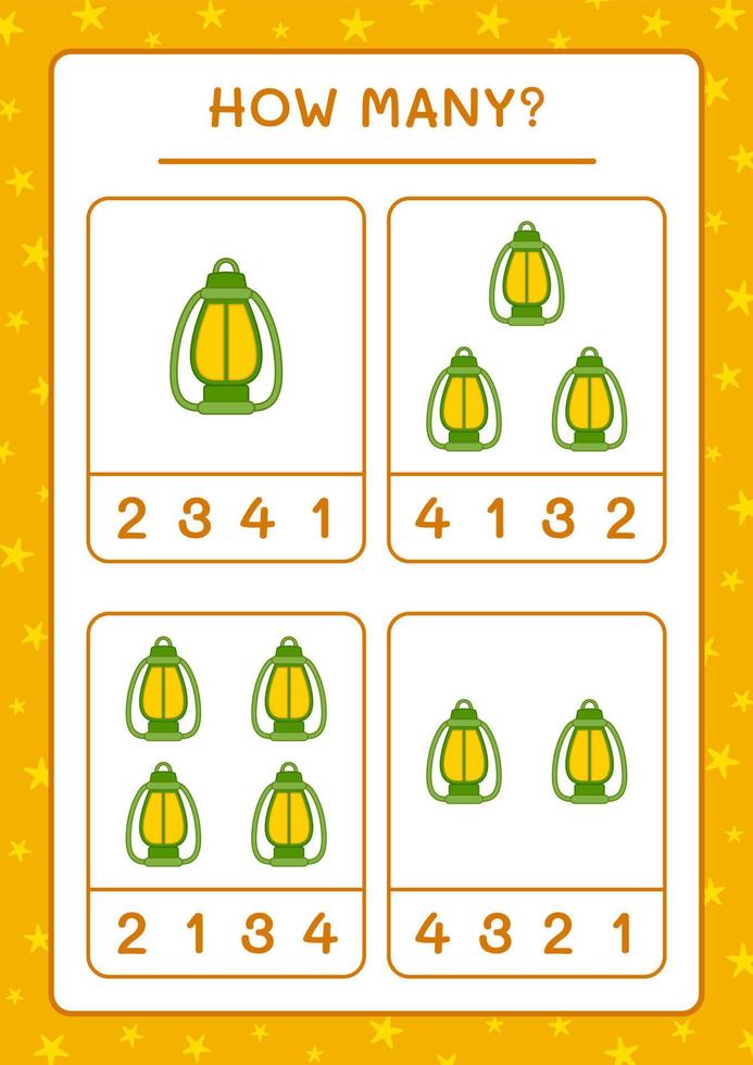 How many christmas lantern, game for children. Vector illustration, printable worksheet