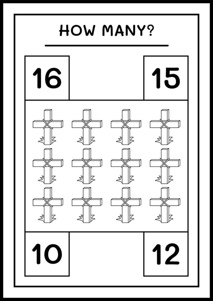 How many Holy Cross, game for children. Vector illustration, printable worksheet