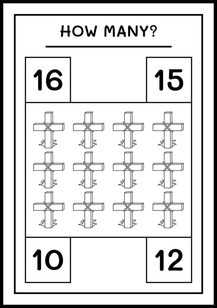 How many Holy Cross, game for children. Vector illustration, printable worksheet