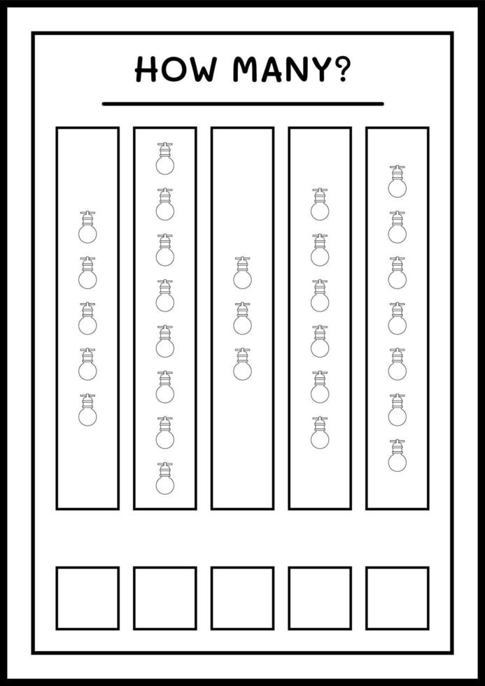 cuantas luces navideñas, juego para niños. ilustración vectorial, hoja de cálculo imprimible vector