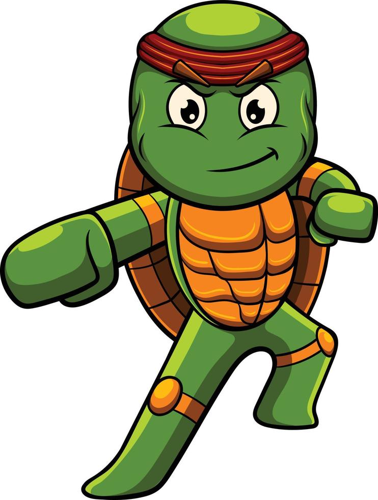 Turtle mascot illustration with ninja pose vector