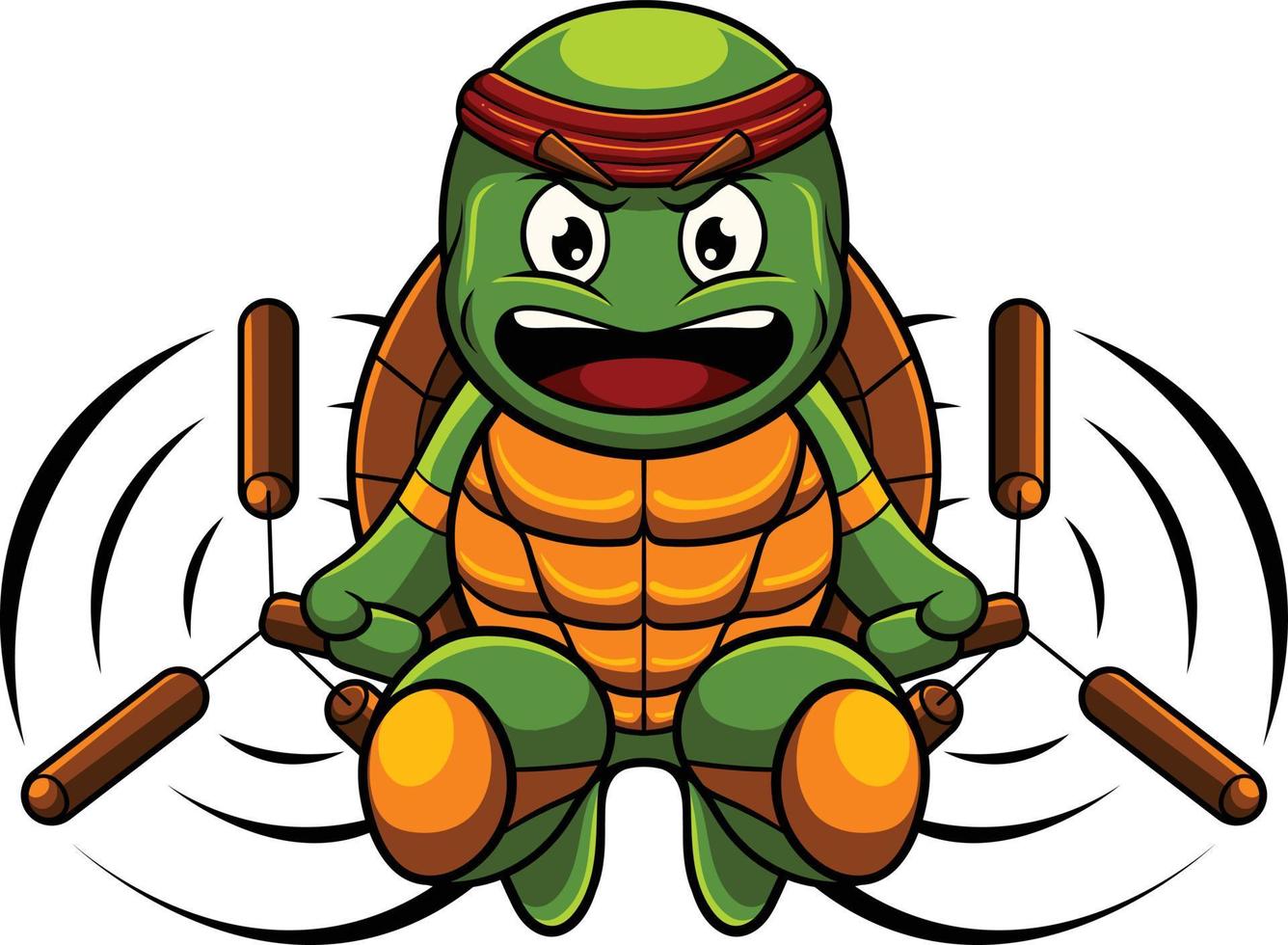Turtle mascot illustration with ninja pose vector