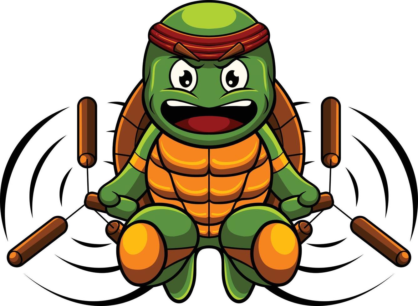 ilustración de mascota de tortuga con pose de ninja vector