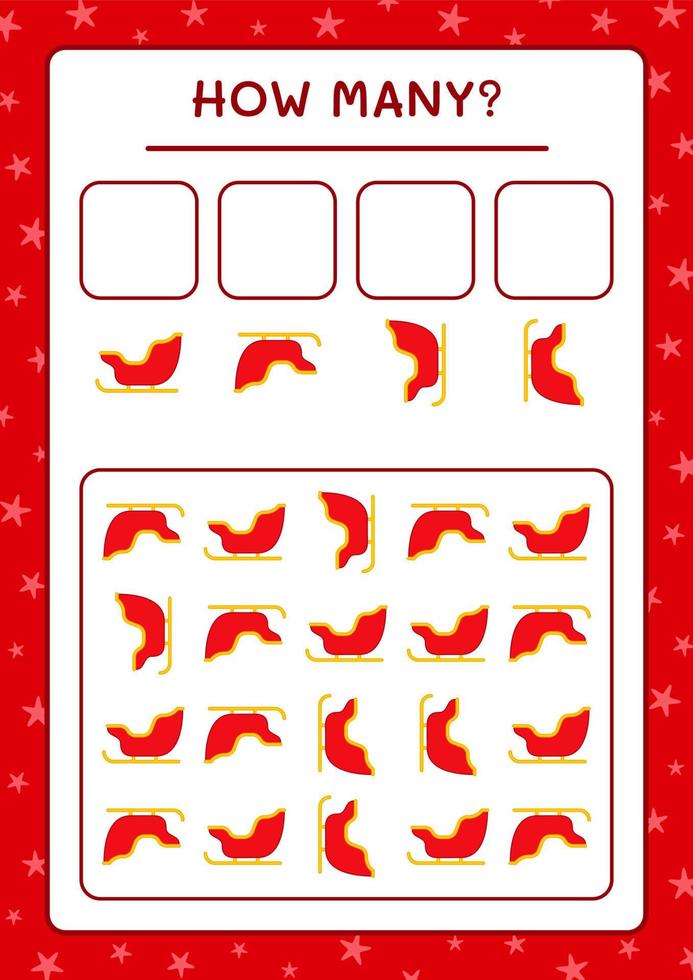 cuantos trineos de santa claus, juego para niños. ilustración vectorial, hoja de cálculo imprimible vector