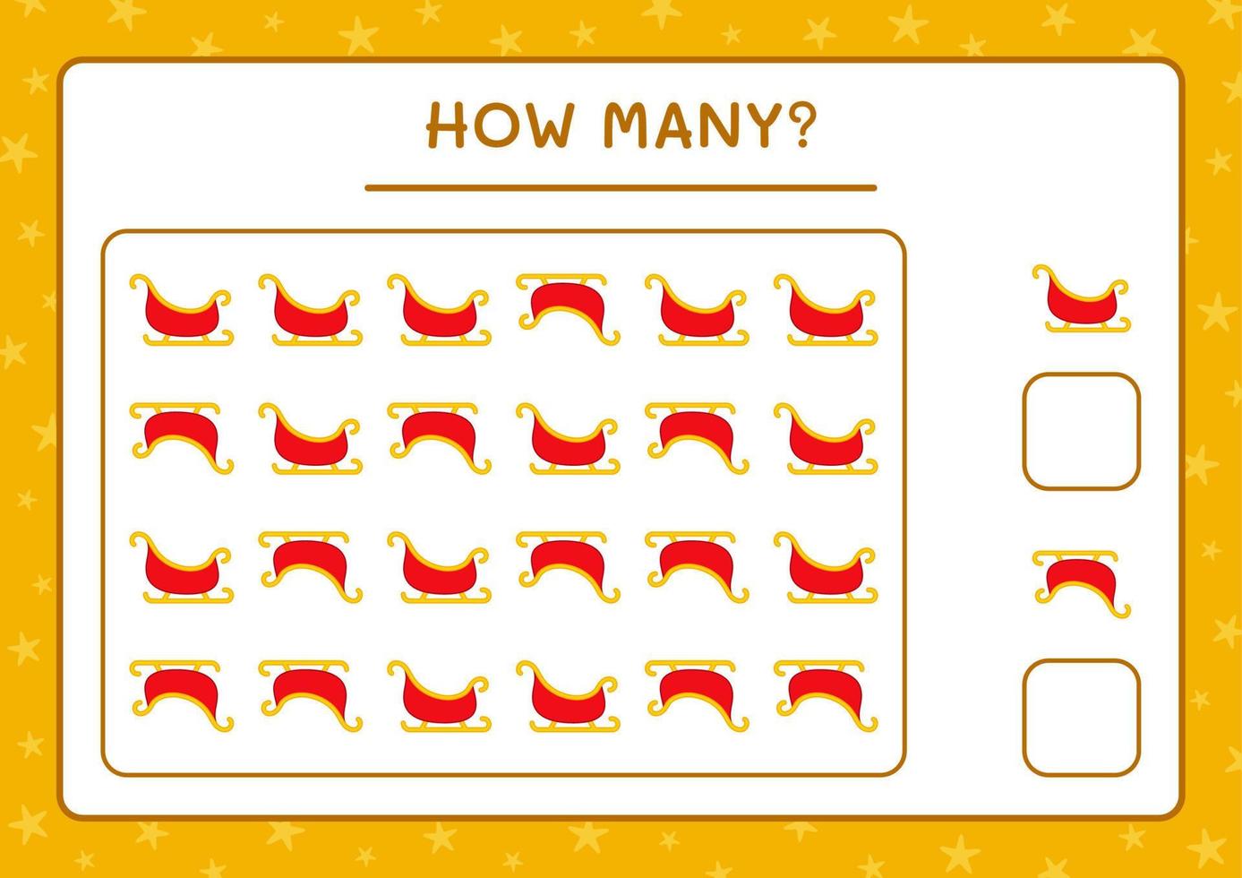 How many santa claus sleigh, game for children. Vector illustration, printable worksheet