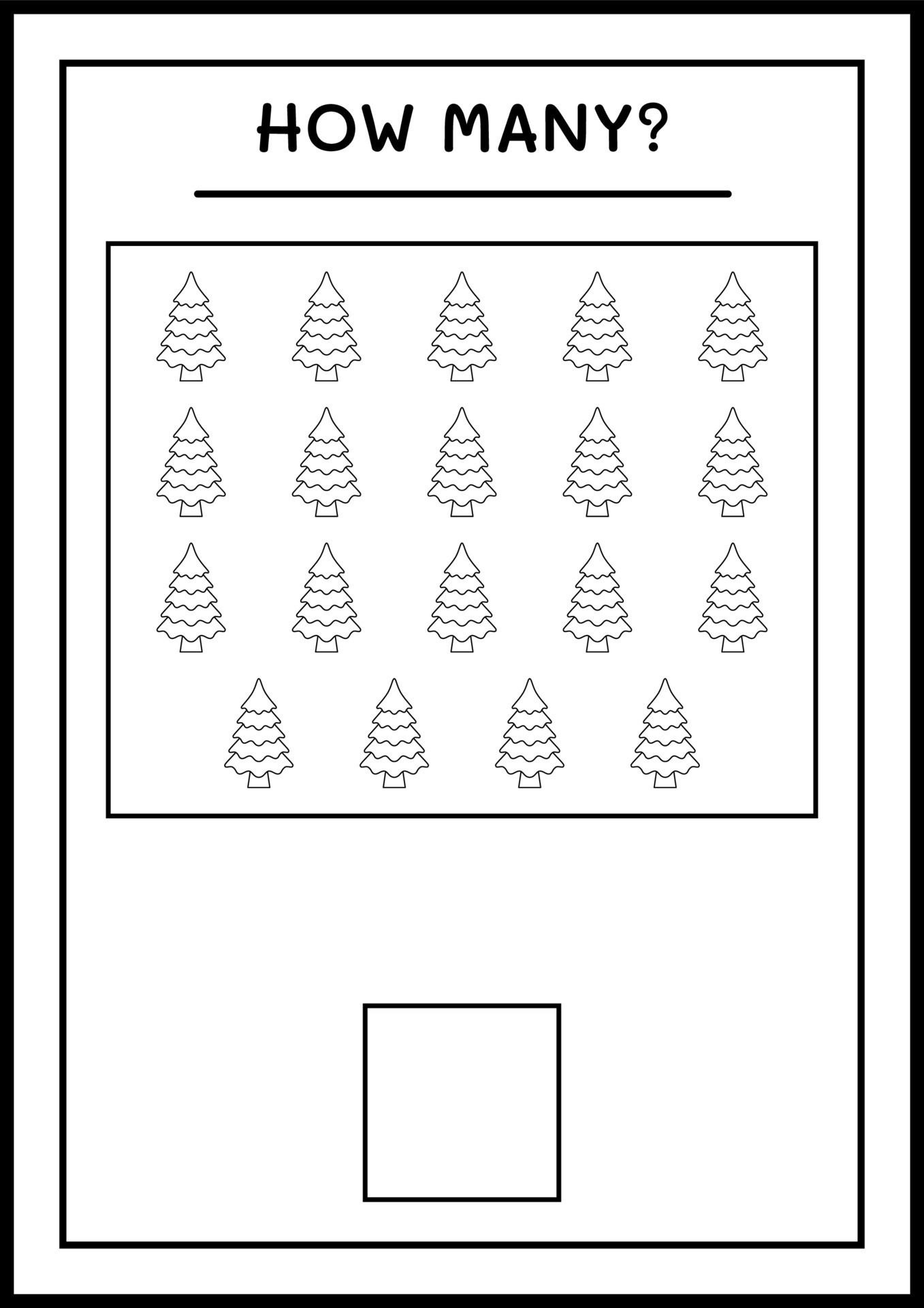 How many christmas tree, game for children. Vector illustration