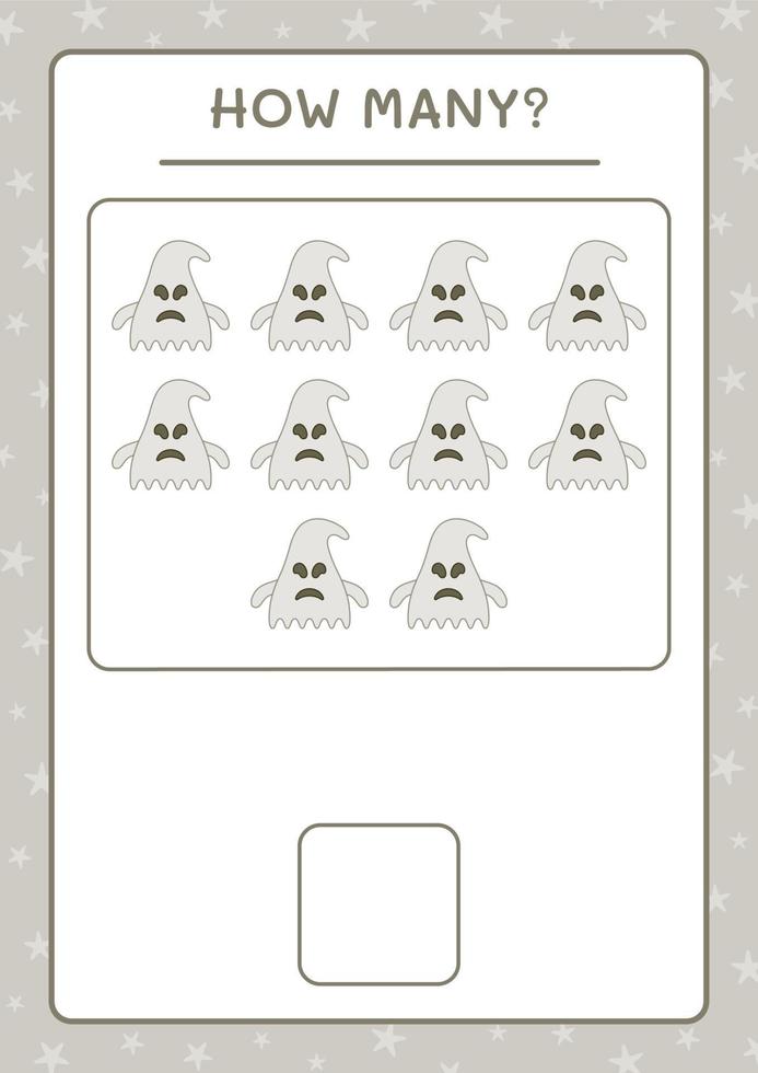 How many Ghost, game for children. Vector illustration, printable worksheet