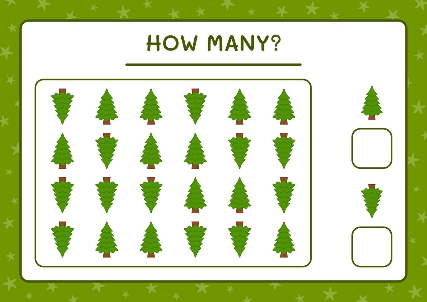 How many christmas tree, game for children. Vector illustration, printable worksheet