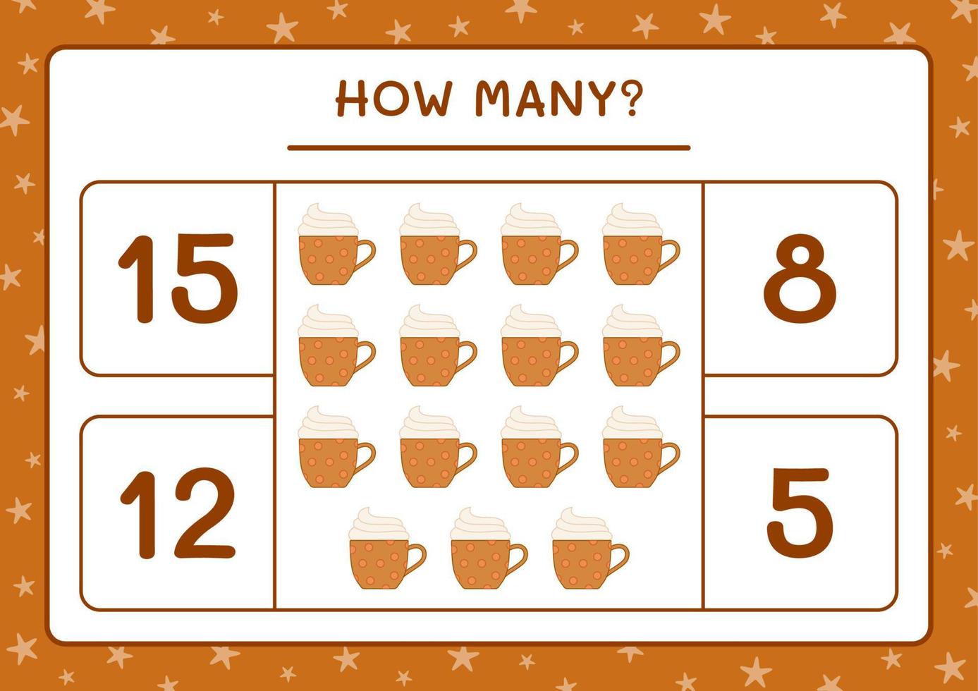 How many christmas mug, game for children. Vector illustration, printable worksheet
