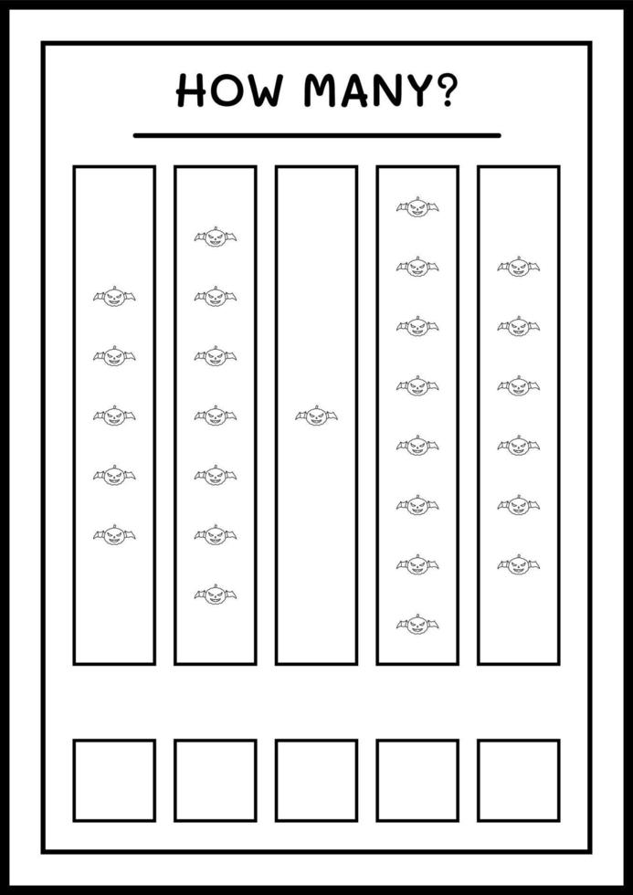 How many Pumpkin, game for children. Vector illustration, printable worksheet