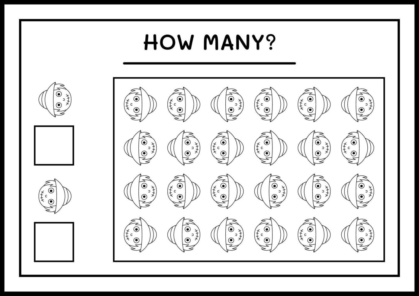 How many Scarecrow, game for children. Vector illustration, printable worksheet