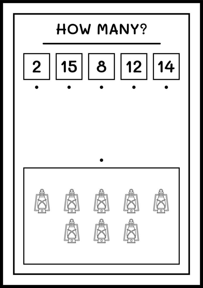 How many christmas lantern, game for children. Vector illustration, printable worksheet