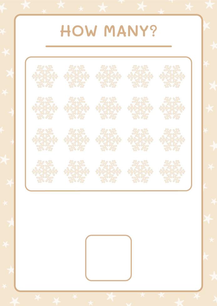 How many snowflake, game for children. Vector illustration, printable worksheet