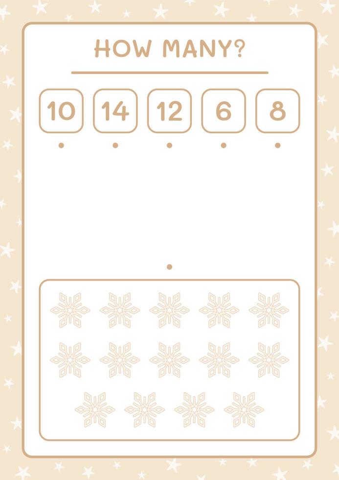 How many snowflake, game for children. Vector illustration, printable worksheet