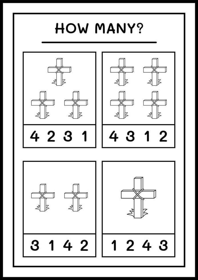 How many Holy Cross, game for children. Vector illustration, printable worksheet