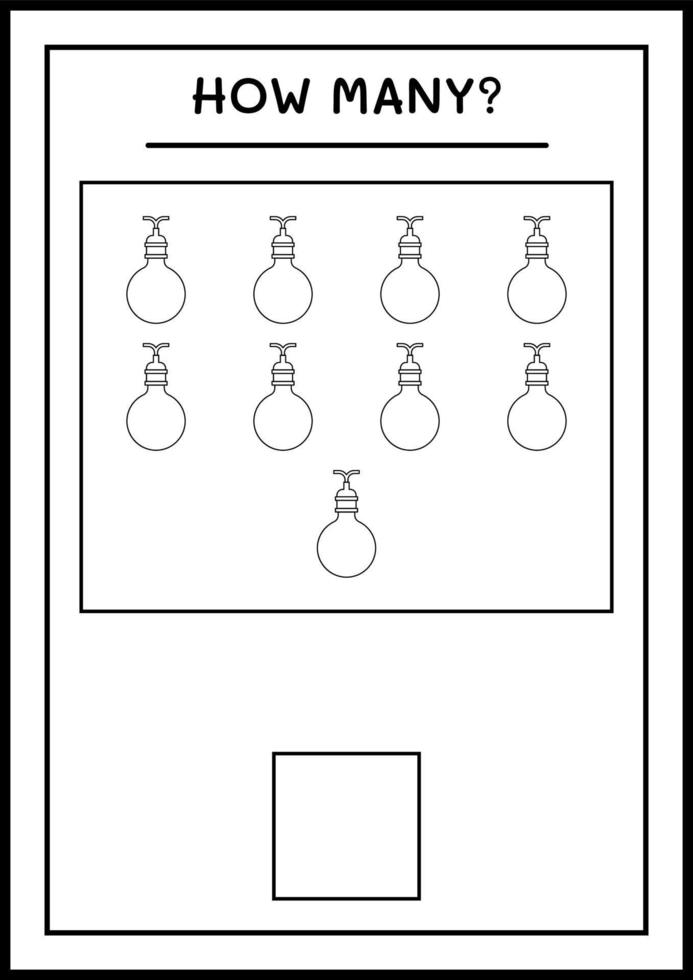 cuantas luces navideñas, juego para niños. ilustración vectorial, hoja de cálculo imprimible vector