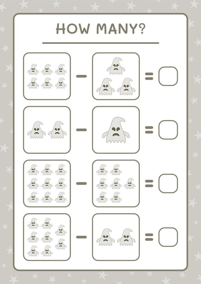 cuantos fantasmas, juego para niños. ilustración vectorial, hoja de cálculo imprimible vector