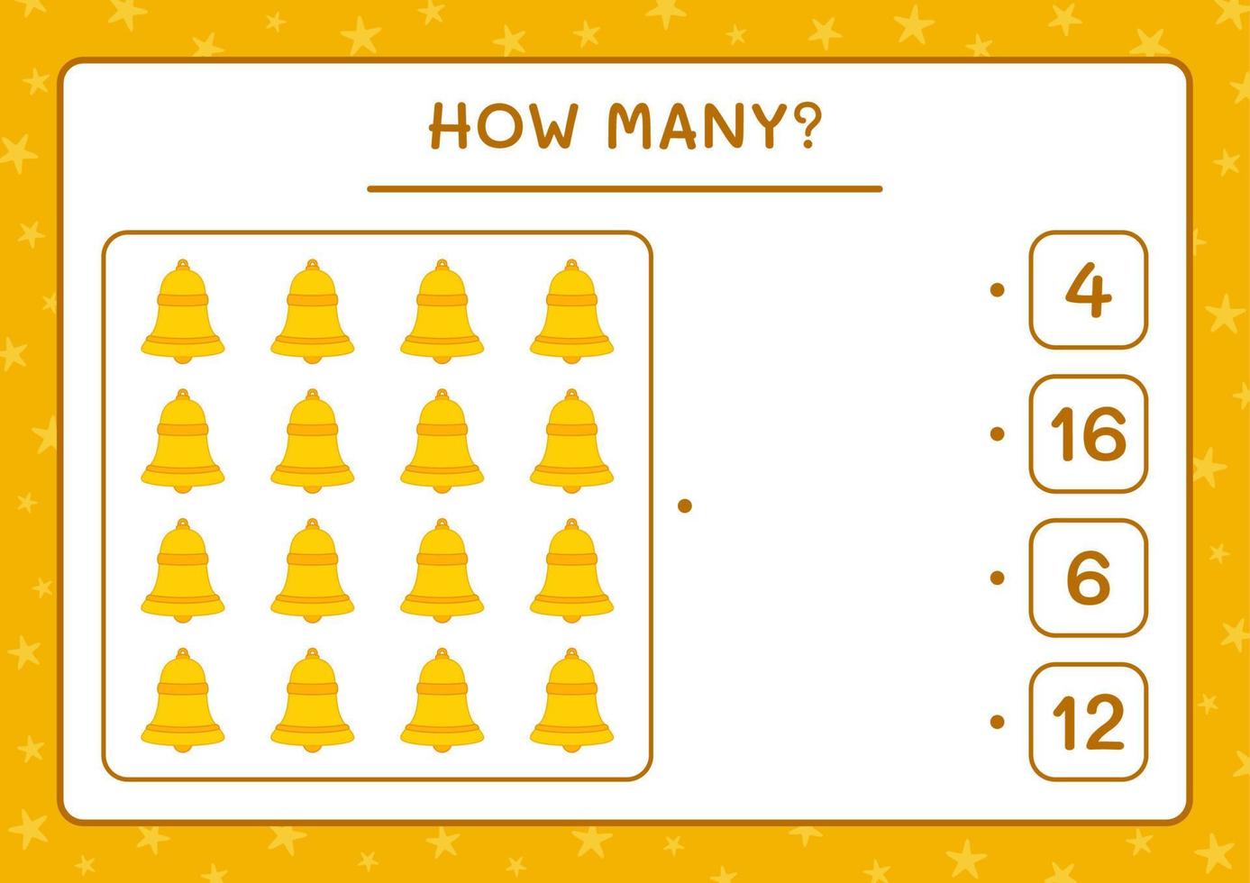 How many christmas bell, game for children. Vector illustration, printable worksheet