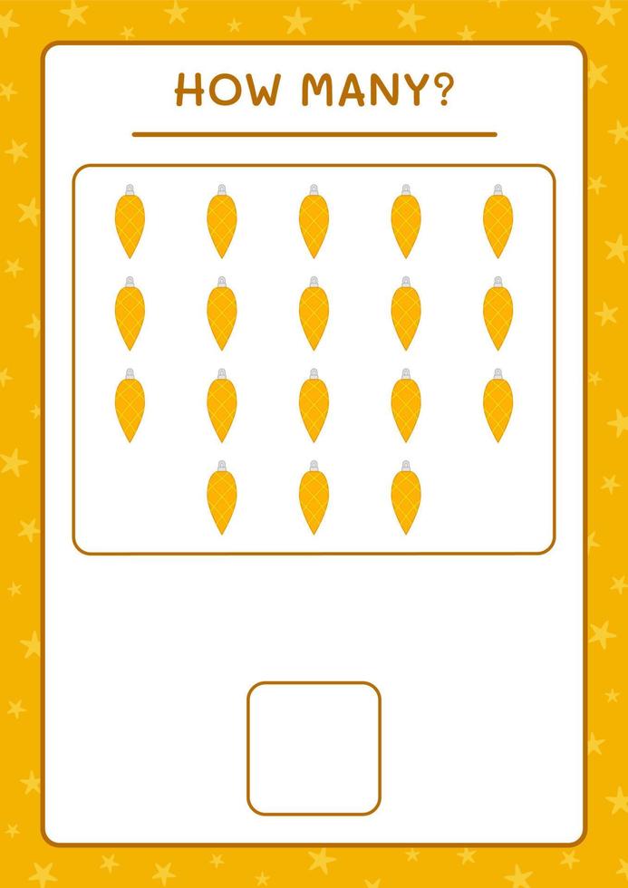 How many christmas ornament, game for children. Vector illustration, printable worksheet