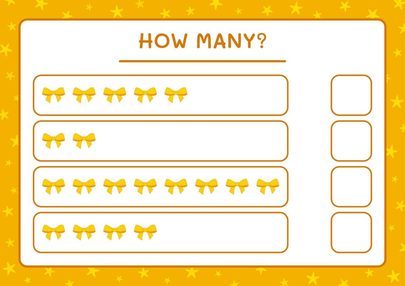 How many ribbon, game for children. Vector illustration, printable worksheet