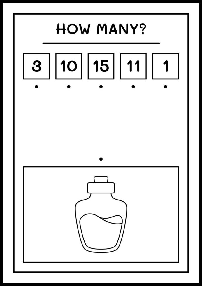 How many Potion Bottle, game for children. Vector illustration
