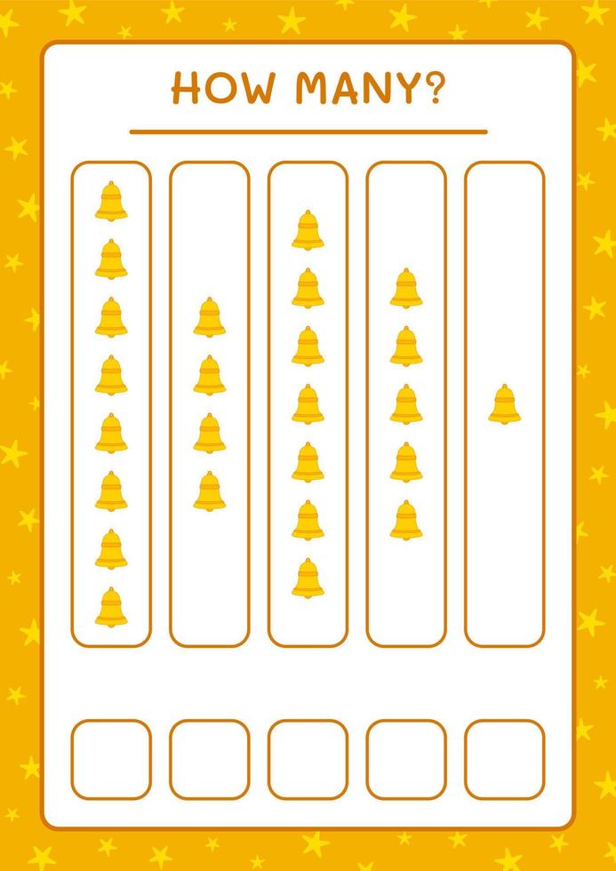 How many christmas bell, game for children. Vector illustration, printable worksheet