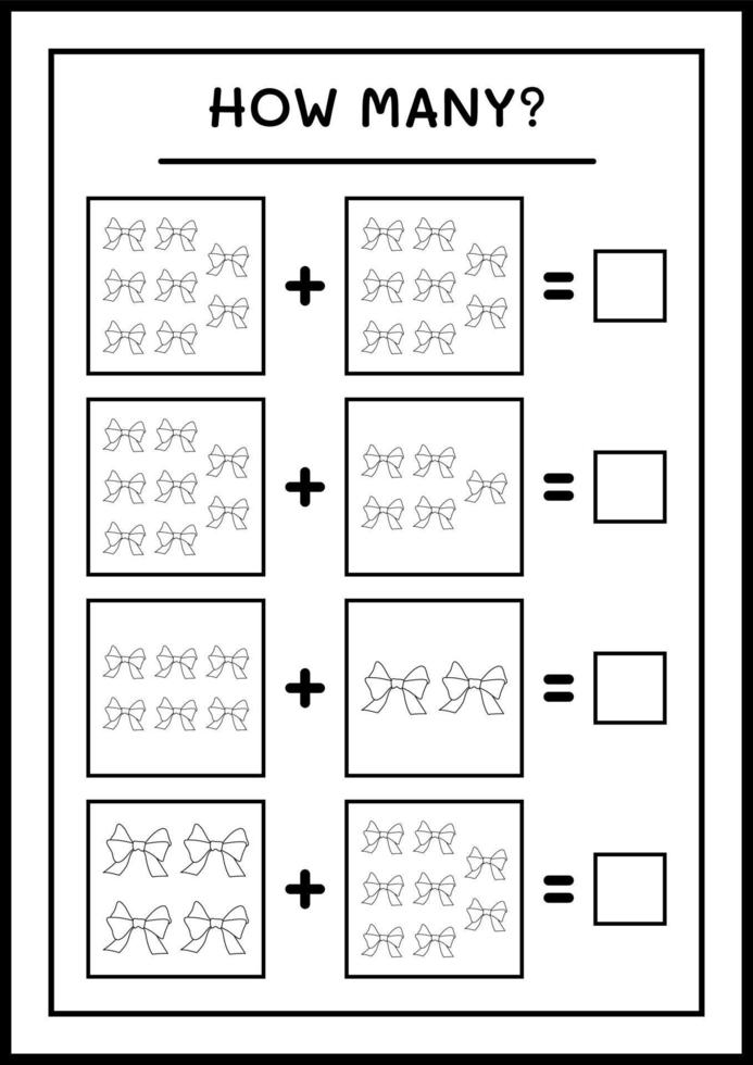 How many ribbon, game for children. Vector illustration, printable worksheet