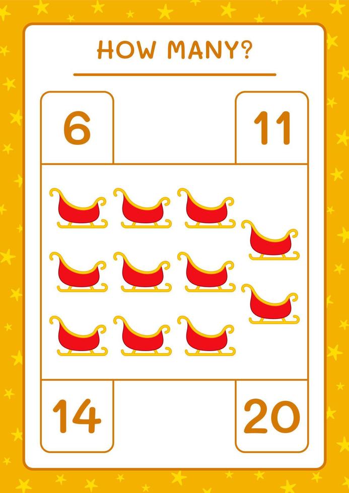 How many santa claus sleigh, game for children. Vector illustration, printable worksheet