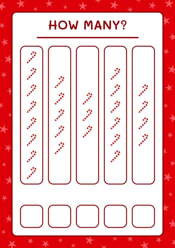 How many christmas lollipop, game for children. Vector illustration, printable worksheet