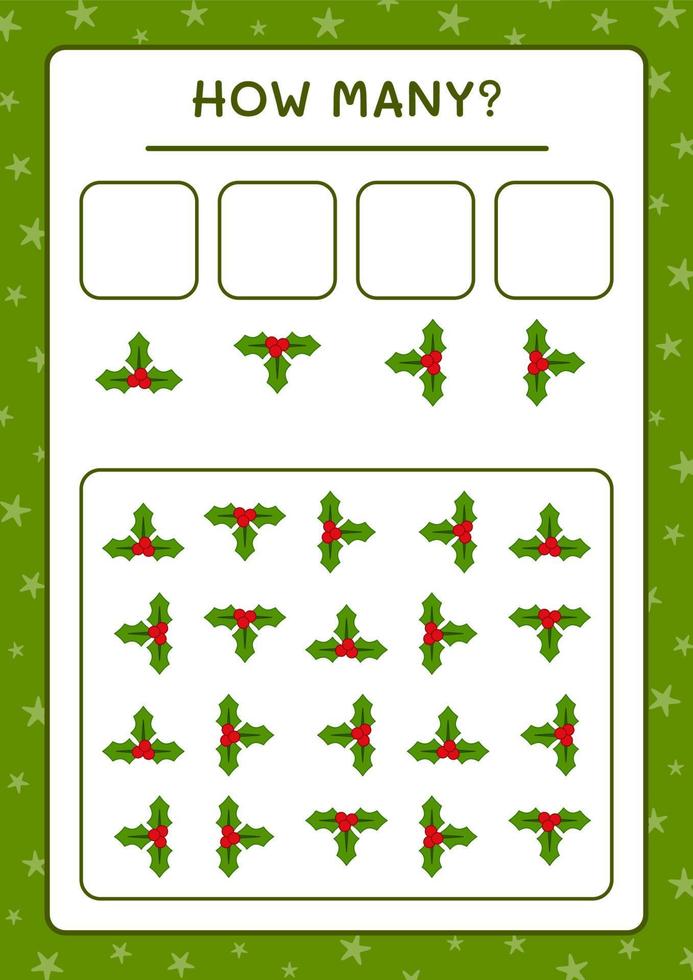 How many holly berry, game for children. Vector illustration, printable worksheet