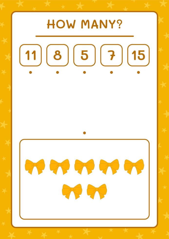 How many ribbon, game for children. Vector illustration, printable worksheet