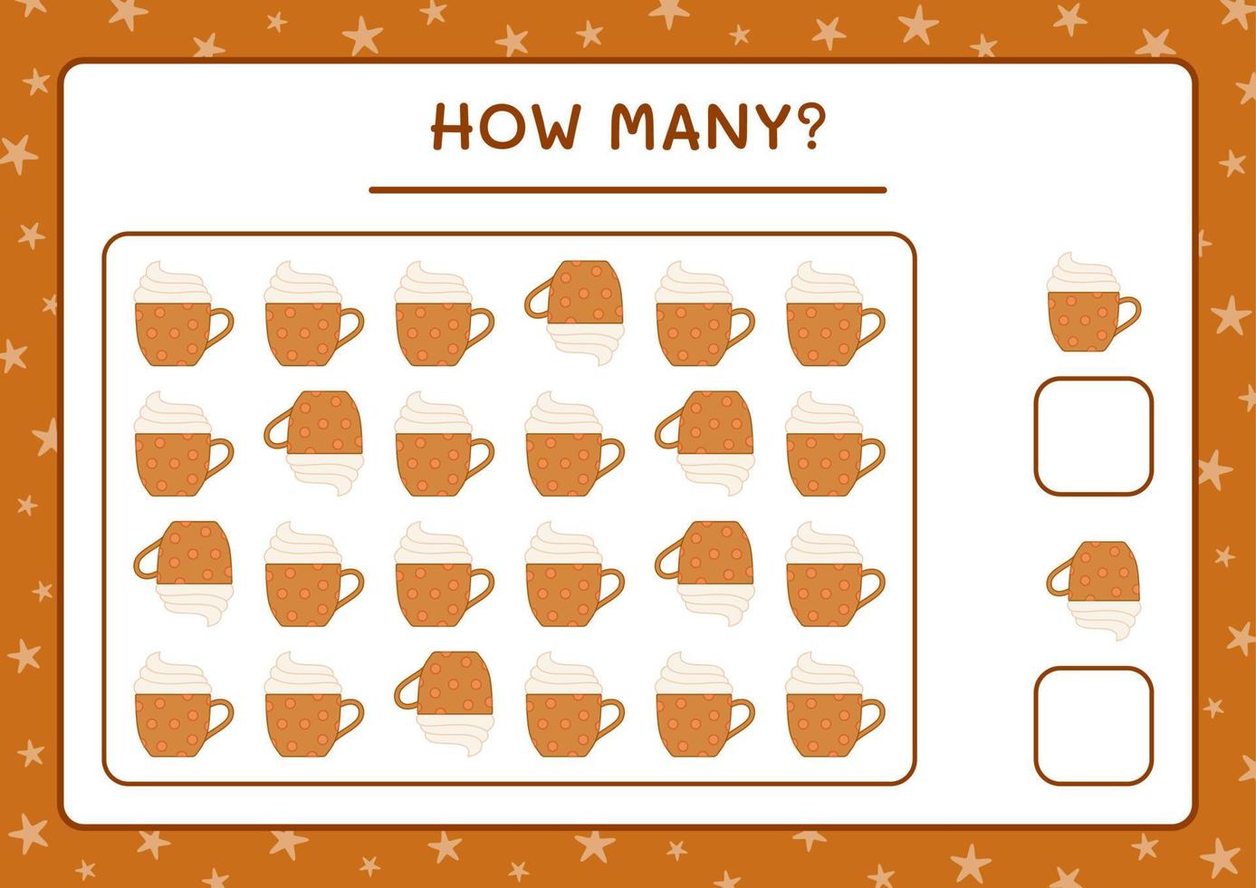 How many christmas mug, game for children. Vector illustration, printable worksheet
