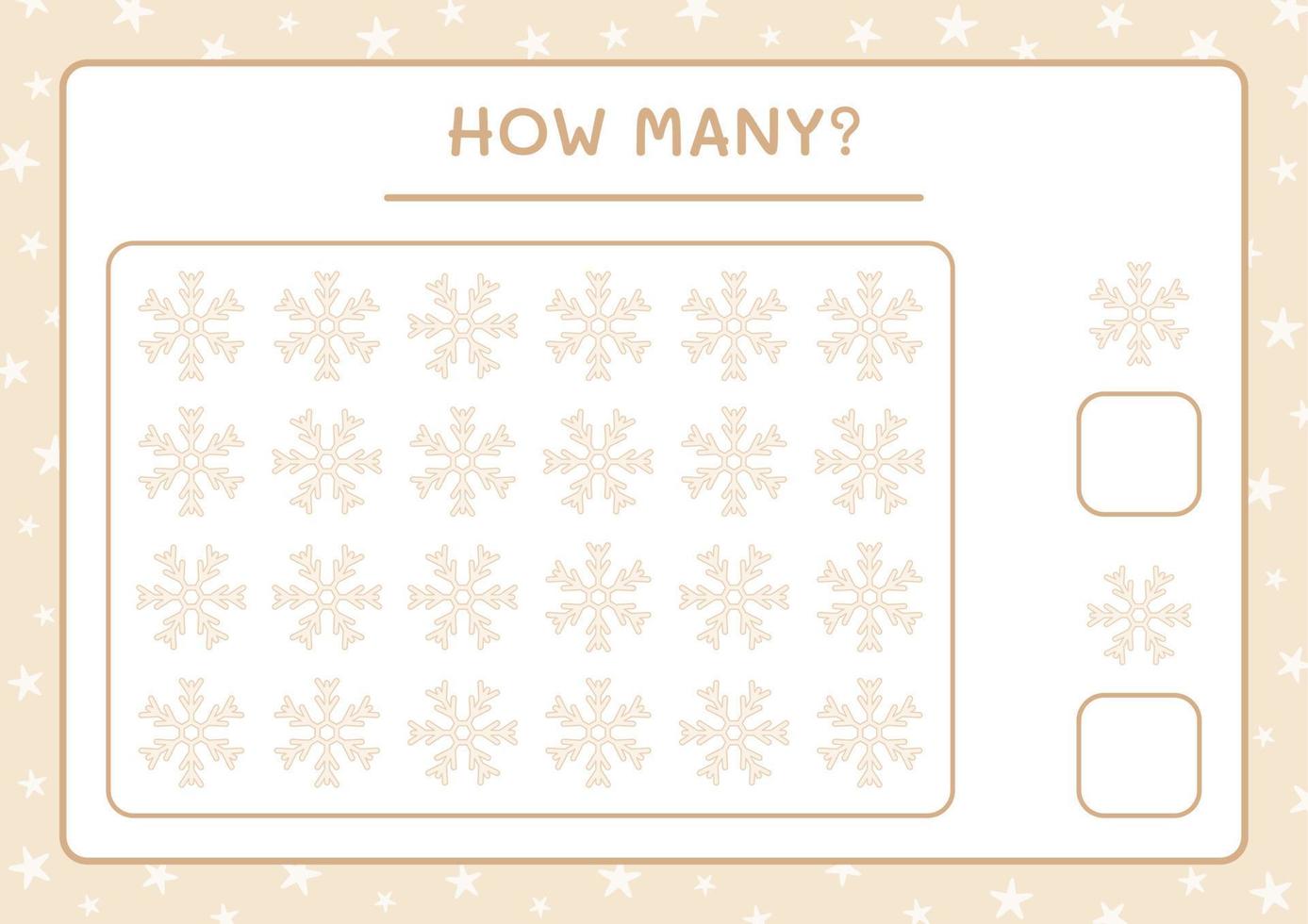 How many snowflake, game for children. Vector illustration, printable worksheet