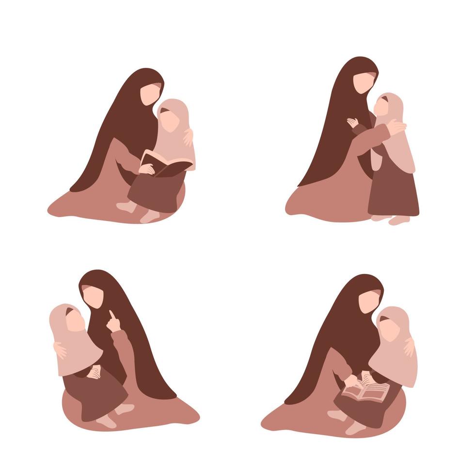 Muslim Mother and Daughter vector