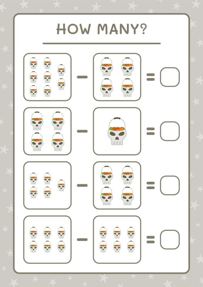 cuantas calaveras, juego para niños. ilustración vectorial, hoja de cálculo imprimible vector