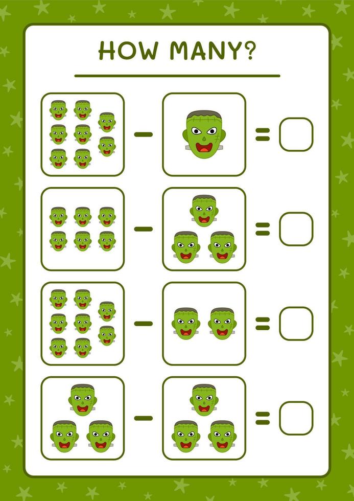 cuantos monstruos, juego para niños. ilustración vectorial, hoja de cálculo imprimible vector