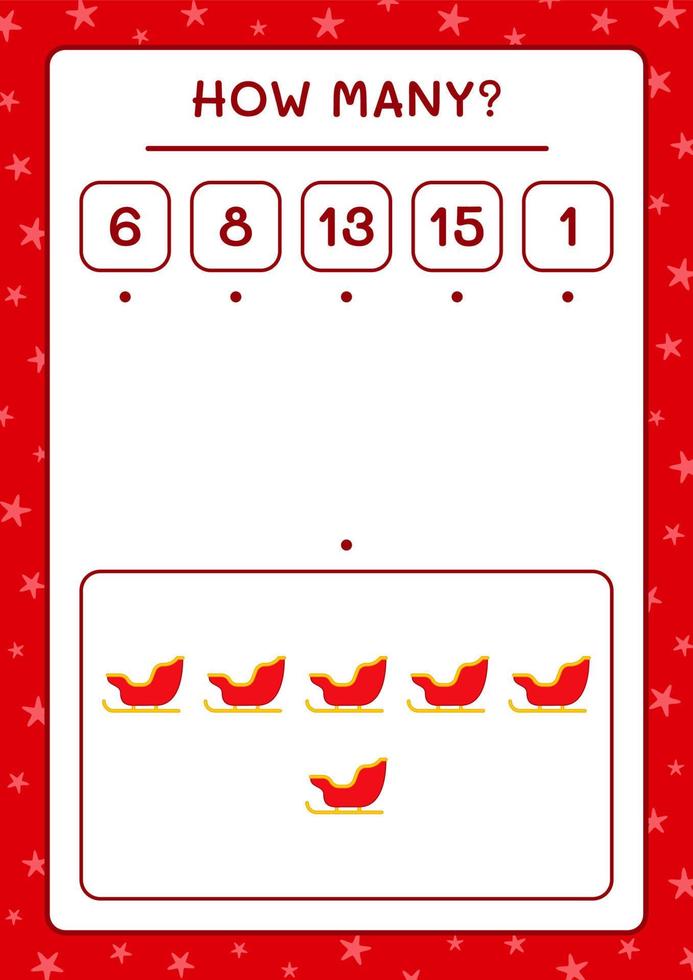 How many santa claus sleigh, game for children. Vector illustration, printable worksheet