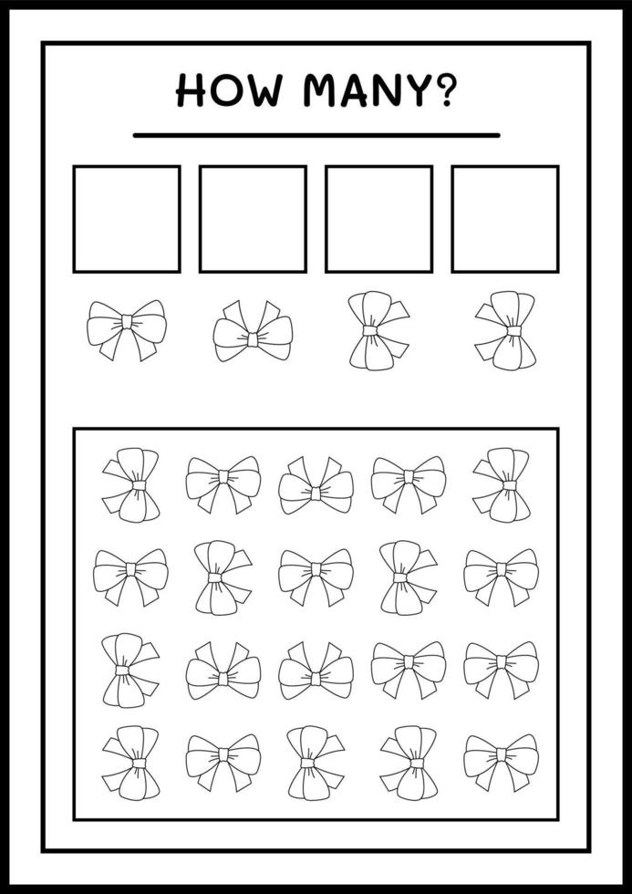 How many ribbon, game for children. Vector illustration, printable worksheet